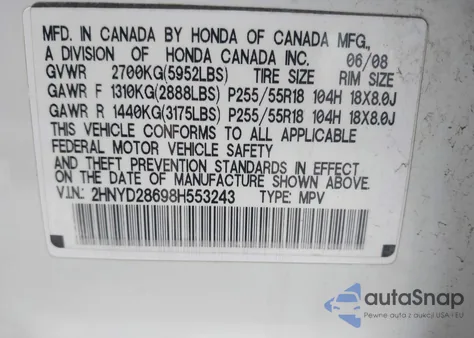 2008 Acura Mdx Technology from USA, damaged, VIN 2HNYD28698H553243